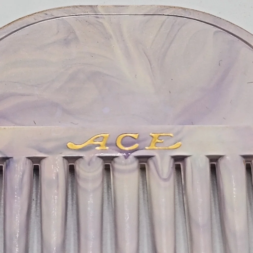 Vintage ACE Goody Genuine Hair Pick Pocket Comb Purple Marble Swirl USA Retro